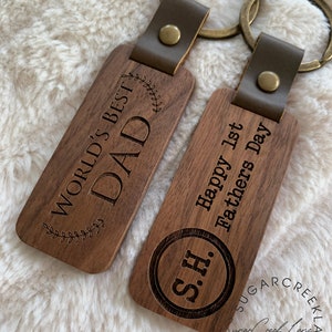 Engraved Custom Wood Keychain, Fathers Day Gift, Gift for Dad, Mens Keychain, Engraved Key Chain, First Fathers Day Gift, New Dad Gift image 3