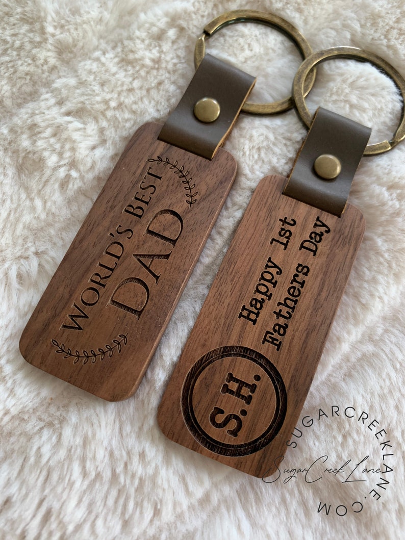 Engraved Custom Wood Keychain, Fathers Day Gift, Gift for Dad, Mens Keychain, Engraved Key Chain, First Fathers Day Gift, New Dad Gift image 3