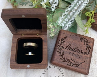 Wedding ring box for wedding ceremony, Wedding ring holder for ceremony, Wood Wooden ring box, Personalized custom ring box