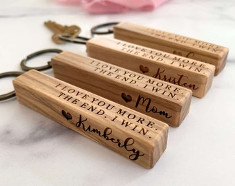 Gift for Daughter from Mom or Aunt, Wood Bar Custom Personalized Key Chain, Birthday gift for Daughter, Christmas Gift for Daughter