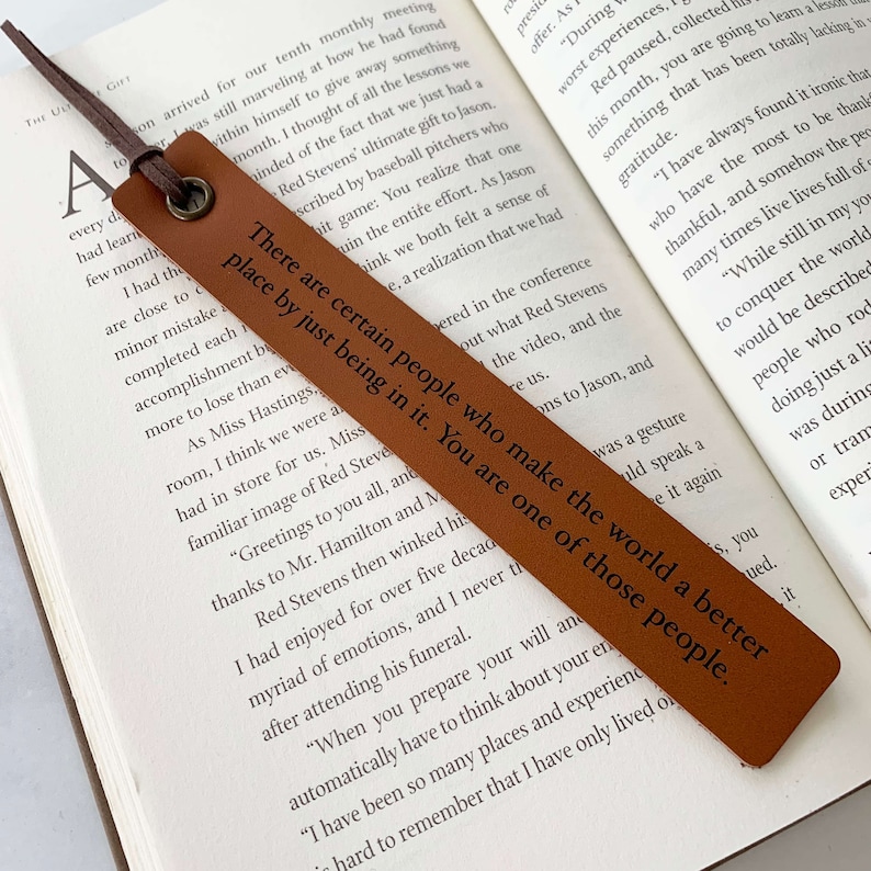 Leather Custom Quote Bookmark, Personalized Bookmark Favorite Quote, Book Lover Christmas Gift, Personalized Birthday Gift for mom dad image 5