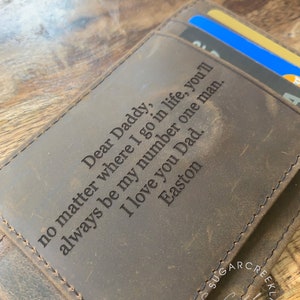 Fathers Day Gift, Gift for Dad, Leather Wallet with money clip, Personalized Custom Leather money clip, Money clip engraved, Personalized image 3