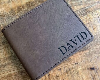 Personalized Christmas Gift for Brother, Gift for Brother from Sister, Custom LEATHERETTE Vegan Brown Wallet