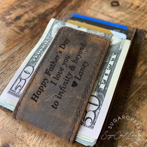 Billetera con clip para billetes grabada para papá, billetera con monograma personalizado, billetera delgada, clip para billetes, billetera personalizada para hombre, regalo para papá