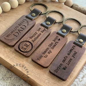 Engraved Custom Wood Keychain, Fathers Day Gift, Gift for Dad, Mens Keychain, Engraved Key Chain, First Fathers Day Gift, New Dad Gift image 2