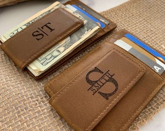 Leather Money Clip Wallet for Man, Personalized leather gifts for men, Leather gift for him, Leather Wallets for Men, Unique leather gift