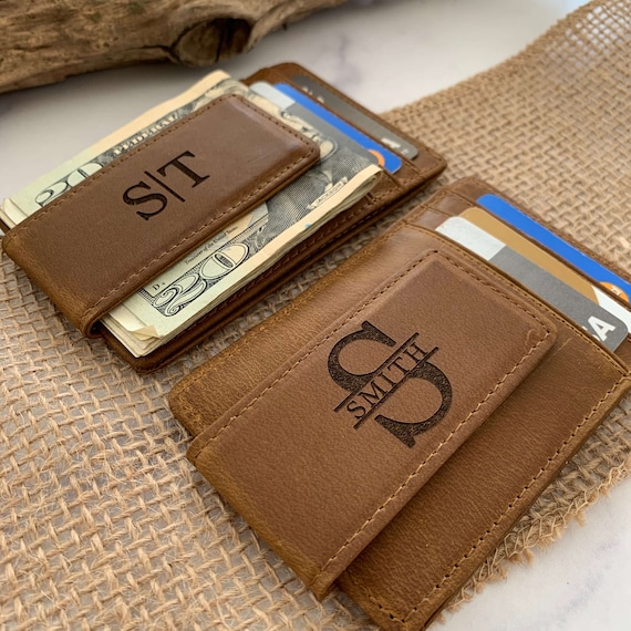 Mongorammed Leather Money Clip Wallet