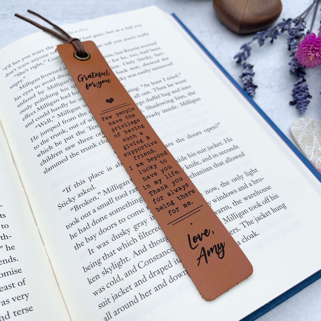 Best Friend Gift Leather Bookmark, Thank You Gift for Friend, Thank You ...