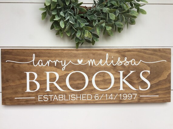 Signo de placa de fechas de boda Personalizado Novia Novio familia signo de madera regalo de Navidad