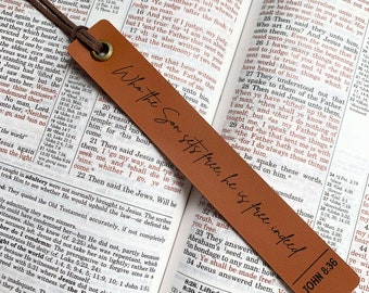 Bible Bookmark, Scripture Bookmark, Custom Leather bookmark, Leather bible bookmark Favorite Scripture Leather Bookmark, Religious Gift