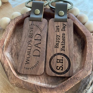 Engraved Custom Wood Keychain, Fathers Day Gift, Gift for Dad, Mens Keychain, Engraved Key Chain, First Fathers Day Gift, New Dad Gift image 4