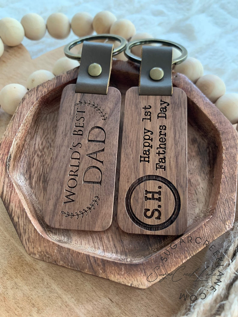 Engraved Custom Wood Keychain, Fathers Day Gift, Gift for Dad, Mens Keychain, Engraved Key Chain, First Fathers Day Gift, New Dad Gift image 4