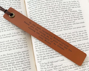 Mother of the Groom Gift, Mother of the Bride Gift, Mother in Law Gift, mother in law wedding gift, Leather Personalized Leather Bookmark