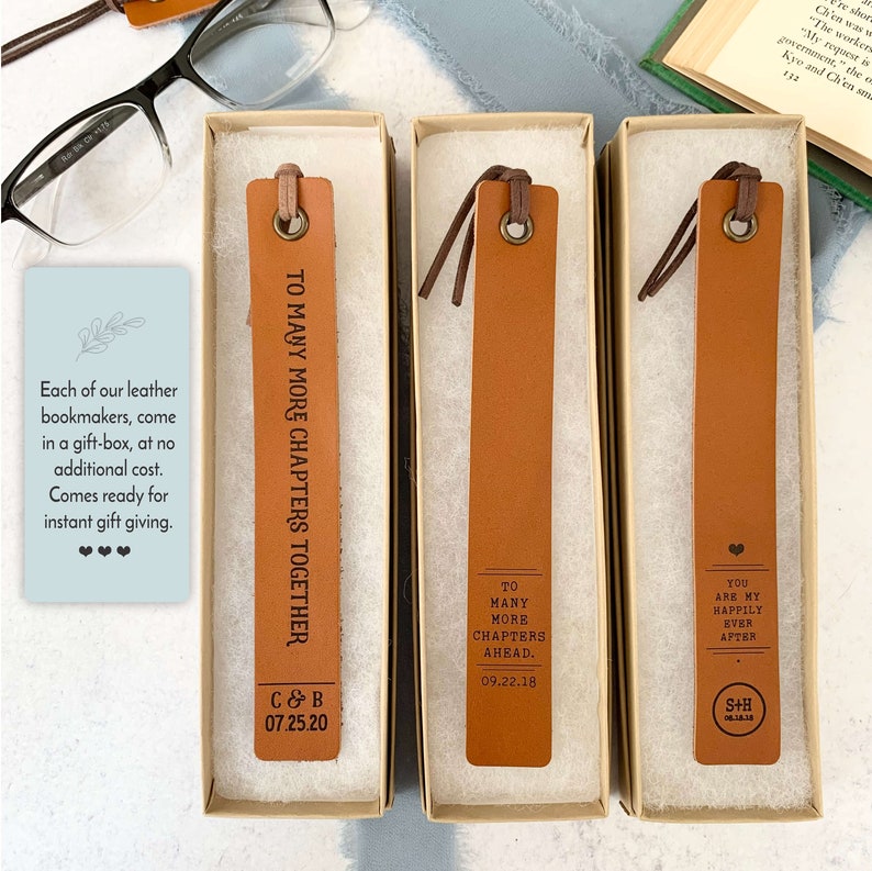 Leather Bookmark Personalized 3rd Anniversary Bookmark To many more chapters together Leather Anniversary Bookmark Leather Anniversary zdjęcie 8