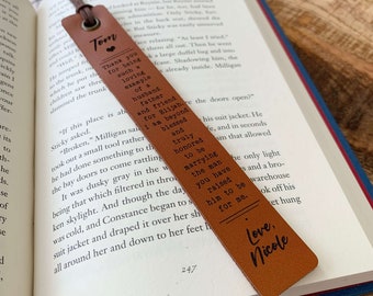 Leather Custom Quote Bookmark, Personalized Bookmark, Gift for Father of the Groom, Gift for Father of the Bride, Mother of the Groom Gift