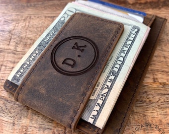 Personalized Gift for Him, College Graduation Gift for Him, Leather Money Clip Wallet, Gift for Son, Men's Leather Wallet, Personalized Gift