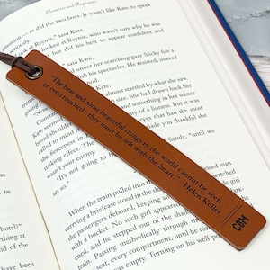 Leather Custom Quote Bookmark, Personalized Bookmark Favorite Quote, Book Lover Christmas Gift, Personalized Birthday Gift for mom dad image 2