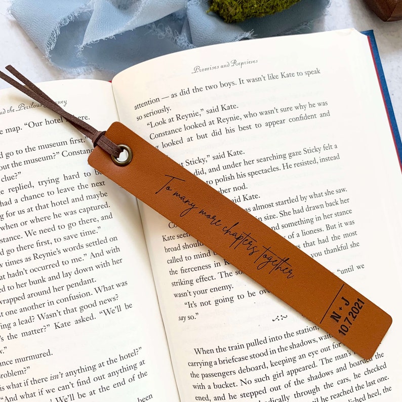 Leather Bookmark Personalized 3rd Anniversary Bookmark To many more chapters together Leather Anniversary Bookmark Leather Anniversary zdjęcie 7