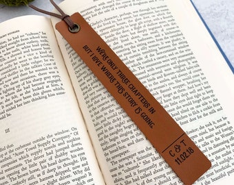 Leather Bookmark, Anniversary gift for him, Personalized 3rd Anniversary Bookmark To many more chapters together, Leather Anniversary