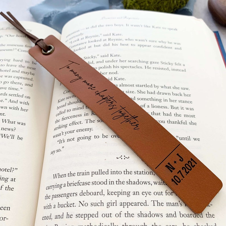 Leather Bookmark Personalized 3rd Anniversary Bookmark To many more chapters together Leather Anniversary Bookmark Leather Anniversary STYLE 1