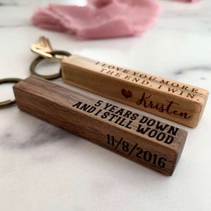 5 year anniversary gift for him, Wood anniversary gift for him, Custom Wooden Keychain, Wood anniversary gift for her, 5th Year wood gift