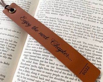 Retirement Gift for Men or Women, Personalized Custom Leather Bookmark, On to the next Chapter, New Job Gift