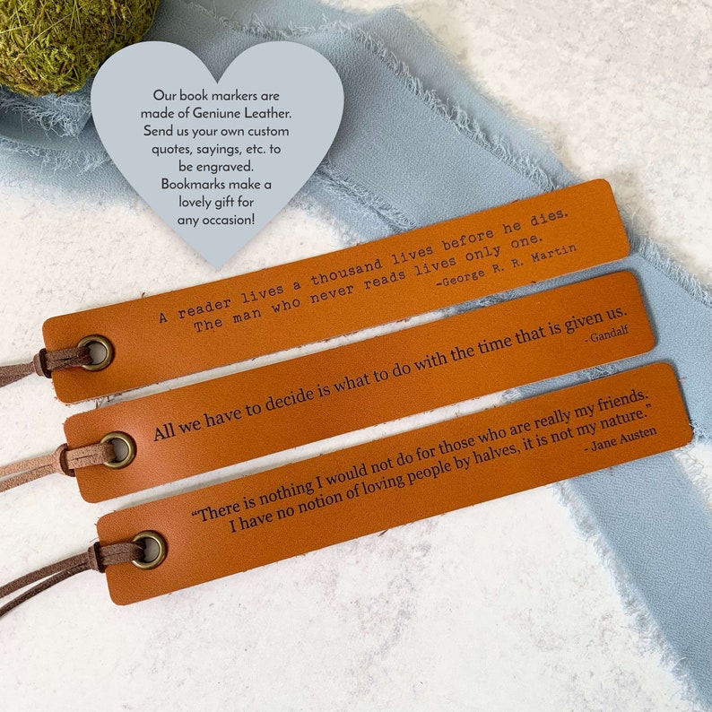 Leather Custom Quote Bookmark, Personalized Bookmark Favorite Quote, Book Lover Christmas Gift, Personalized Birthday Gift for mom dad image 6