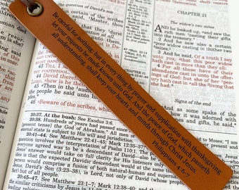 Custom Leather bookmark, Favorite Scripture Leather Bookmark, Gift for Pastor, Handmade leather bookmark, Custom Book Mark, Religious Gift