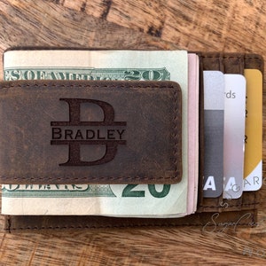 Personalized Leather money clip wallet Gift for Men, Anniversary Gift for Husband, Boyfriend Gift, Groomsmen Gift from Groom