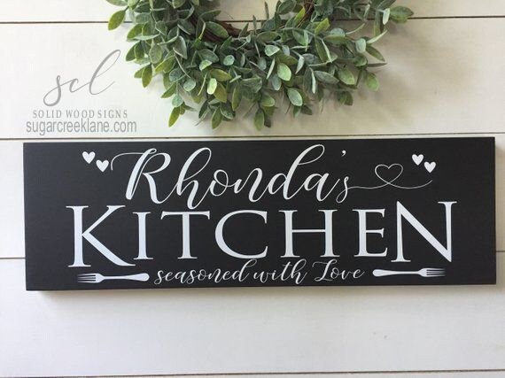 Personalized Kitchen Sign Custom Signs Wall Decor Wooden Name Art Plaque