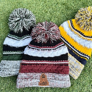 School Football Beanie High School Winter Hat Pom Pom Beanie School Spirit Hat Custom Football Hat Custom Team Hat Etsy