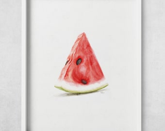 Watermelon Slice Art Print – Summer Fruit Wall Decor for Kitchen or Gallery Wall
