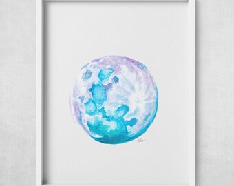 Watercolor Moon Poster Print – La Luna Celestial Wall Decor