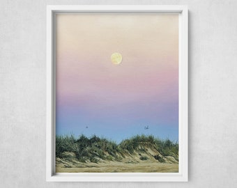 Moonlit Montauk: 'Dune Moon' Fine Art Print - Coastal Sunset Wall Decor