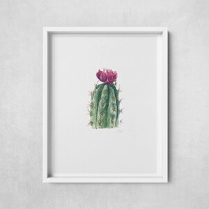 Desert Bloom Aquarell Art Poster Print - Gerahmte oder ungerahmte Kaktusblume Wanddekor