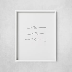 Minimalist Wave Line Drawing Poster Print – Coastal Wall Art for Surf Lovers