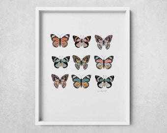 Pastel Butterfly Poster Print: Nature-Inspired Wall Decor