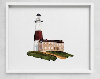 Montauk Lighthouse Art Poster Print – Coastal Nautical Wall Decor for Long Island Lovers