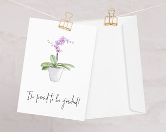 Funny Orchid Pun Greeting Card: Watercolor Style, Mother's Day Card