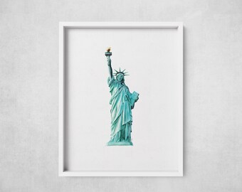 Statue of Liberty Poster Print – NYC Landmark Watercolor Wall Art