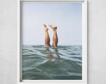 Double Dipped, III - Ocean-Inspired Art Print, Reflective Legs Artwork, Coastal Home Decor