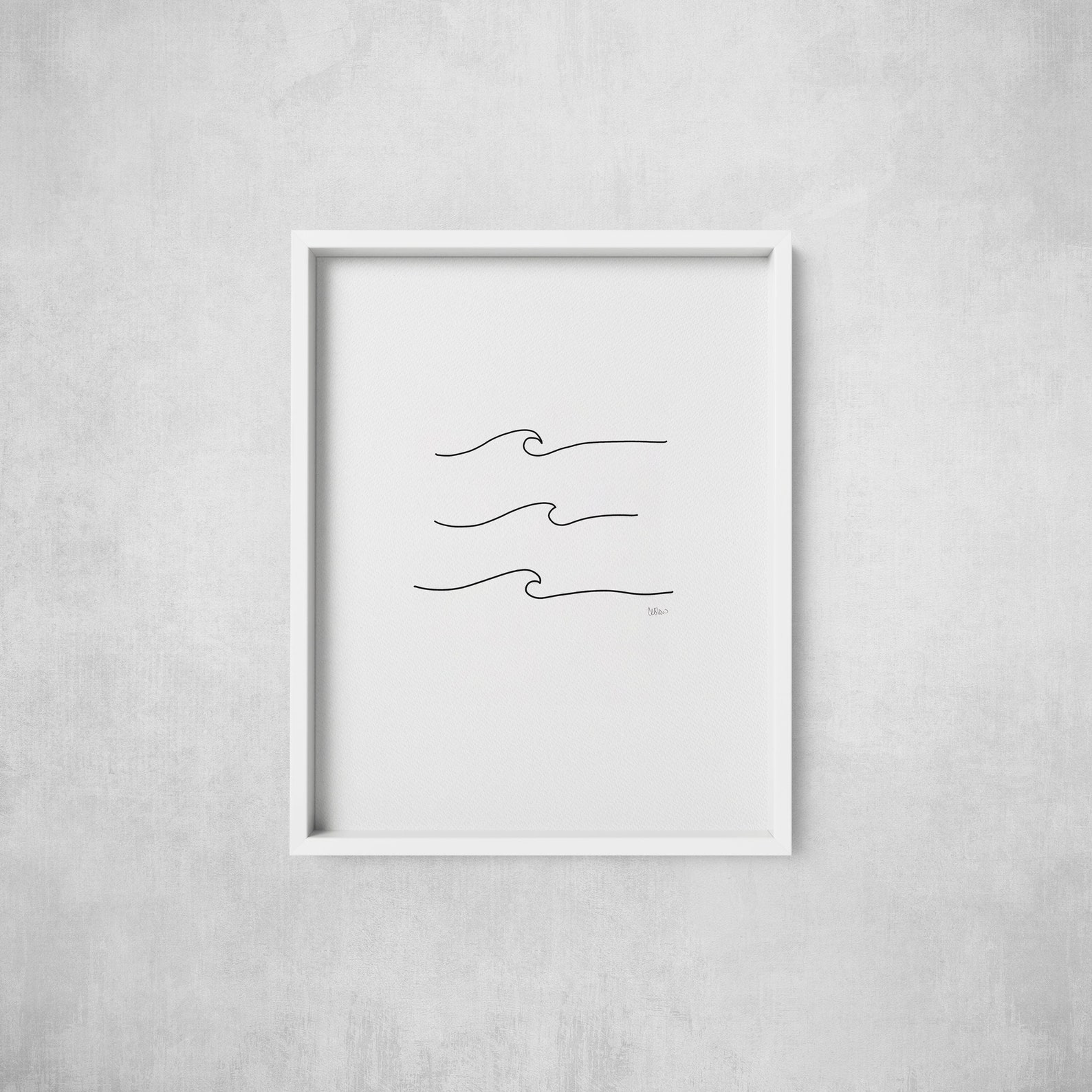 Minimalist Wave Line Drawing Poster Print – Coastal Wall Art for Surf ...