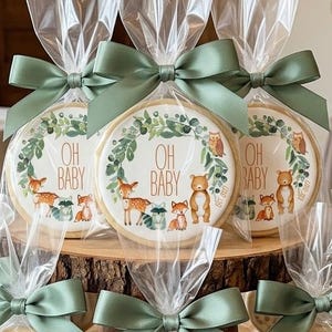 Woodland Oh Baby Animals Neutral Baby Shower Birthday 12 Cookie Favors