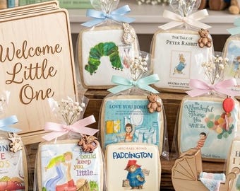 Galletas con diseño de cuento: ideales para baby shower, recuerdos de primer cumpleaños o regalos para maestros (paquete de 12).