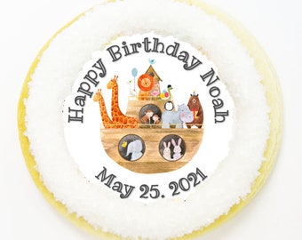 12 Noah's Ark Baby Personalized Shower Birthday Cookies