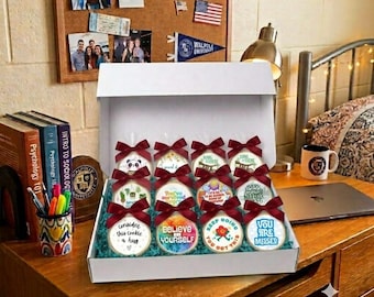 College Care Package of Cookies with Encouraging and Thoughtful Quotes Inspirational Student Gift Set Cookies