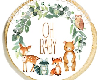 Woodland Oh Baby Animals Neutral Baby Shower Birthday 12 Cookie Favors