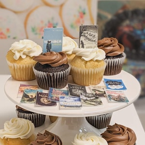 Book Cupcake Toppers with Classic and Modern Novel Book Covers | Edible Print Cupcake Toppers | Cupcake Stickers