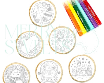 DIY Winter Cookie Coloring Kit: 6 Variety Cookies with Edible Markers