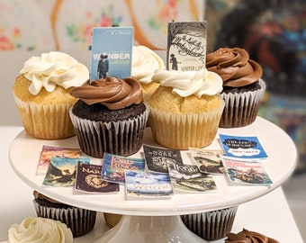 Book Cupcake Toppers with Classic and Modern Novel Book Covers | Edible Print Cupcake Toppers | Cupcake Stickers